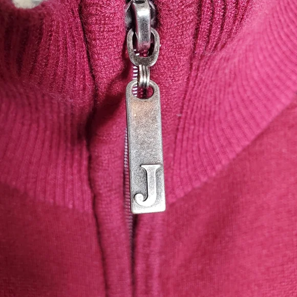 Juicy Couture Cashmere Zip Up Sweater Cardigan Size Medium Burgundy Red *FLAWS* - Picture 4 of 12
